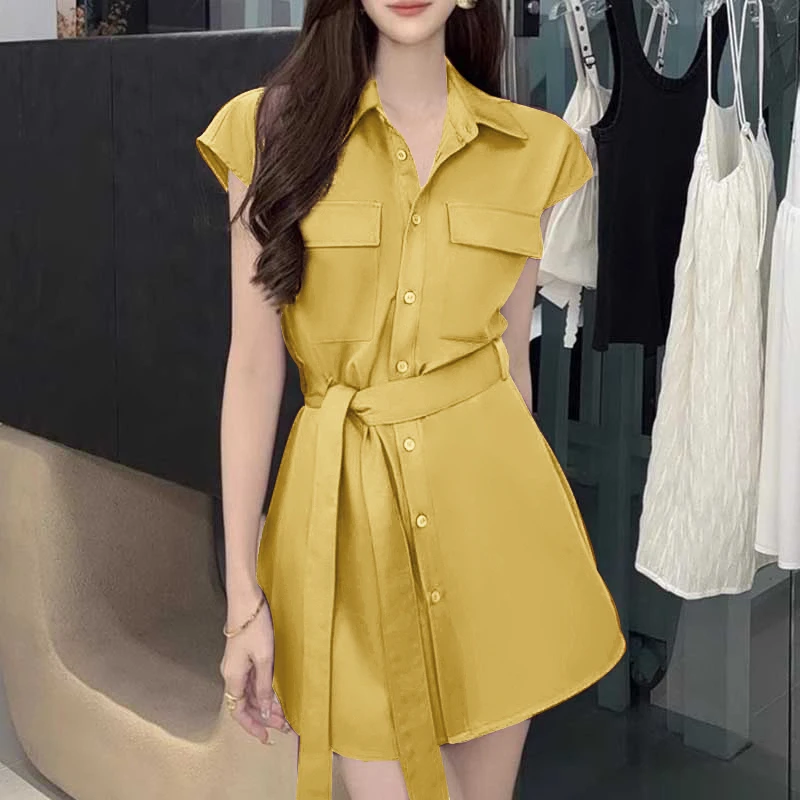 【木子】【两件套】女夏装新款显瘦时尚洋气减龄收腰裙子两件套D1018