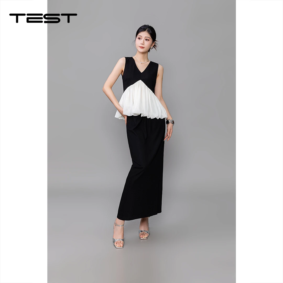 湖南她之蝶 25 秋 4253003无袖上衣与半身裙组合套装