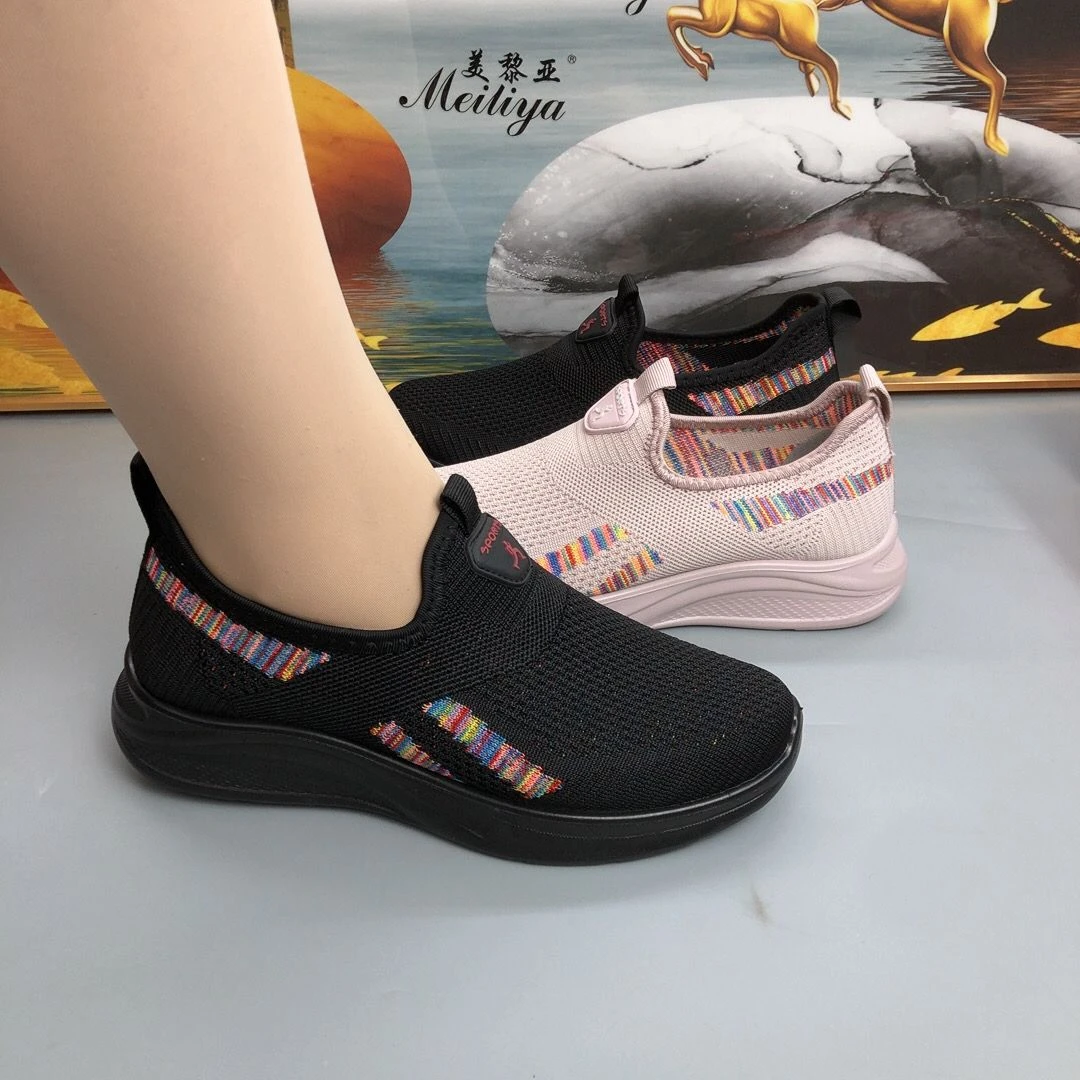 一脚蹬透气鞋春秋新款老北京布鞋女软底飞织百搭软底妈妈鞋跑步鞋