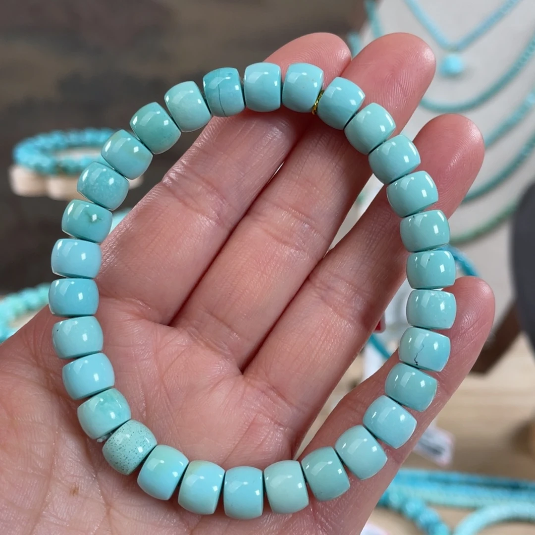 绿松石未镶嵌套链7.9精品直切手串