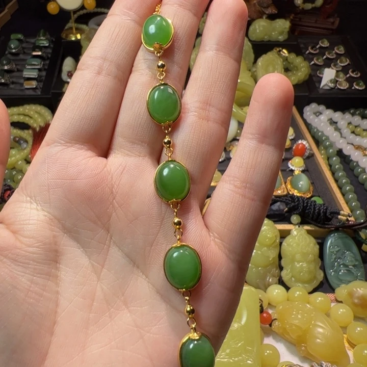 和田玉（碧玉）颈饰银S925镶嵌