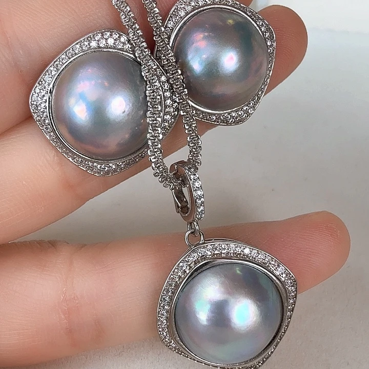 耳饰拼合珍珠（马贝珠）未镶嵌