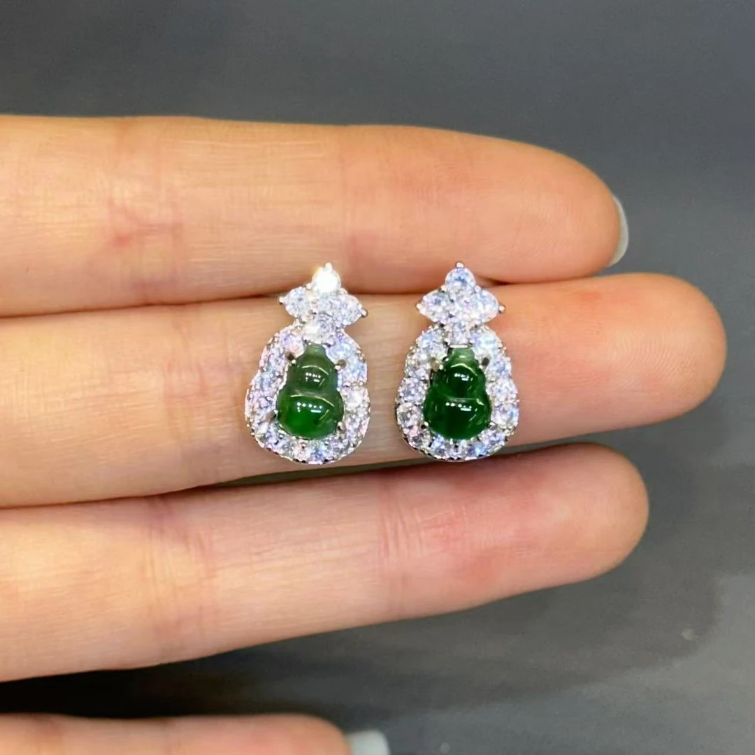 非金属玻璃吊坠 SJ0371 绿色FC葫芦 造型耳饰 多样性发基一