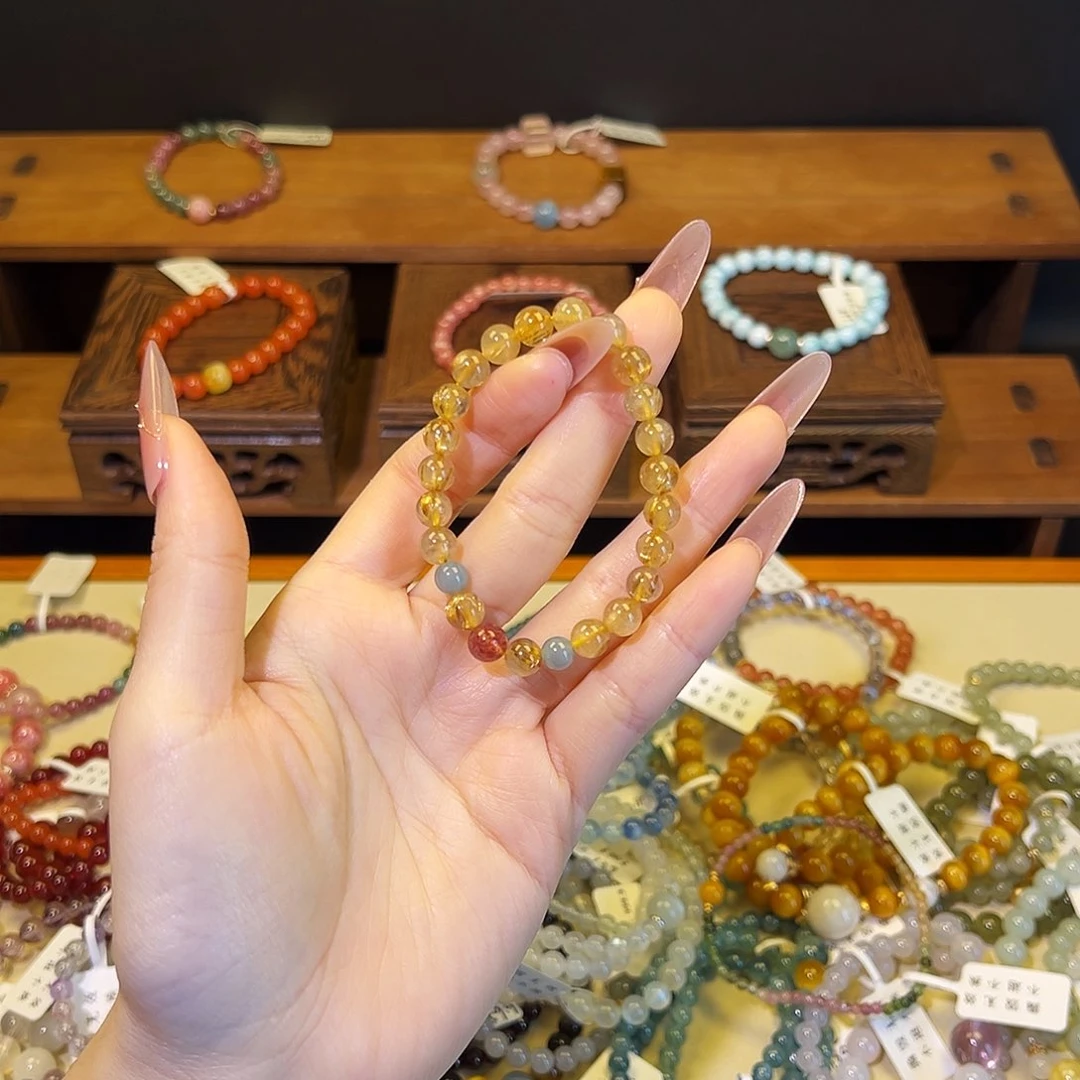 水晶手链银S925镶嵌金发6