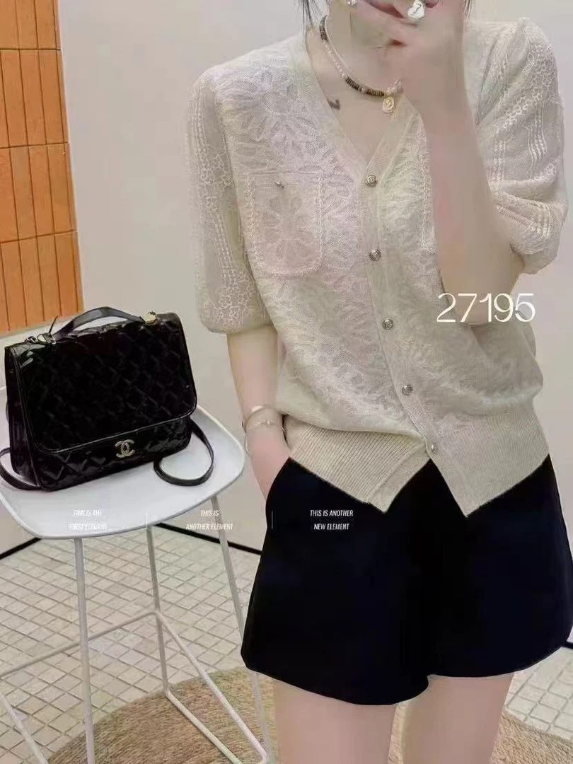 27195进口欧根纱小香风开衫