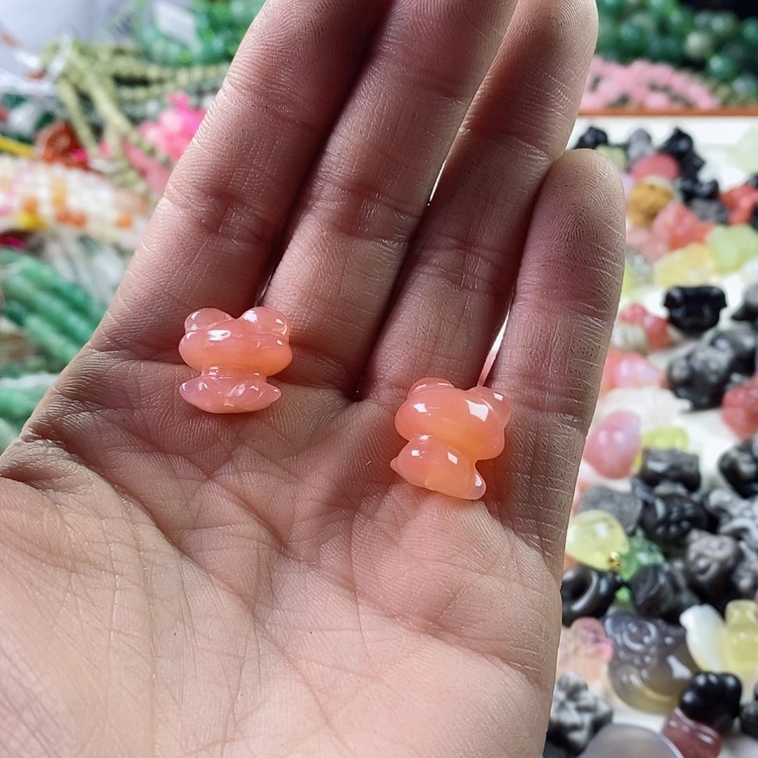 玛瑙/玉髓珠宝半成品合金一个15mm盐源青蛙E298