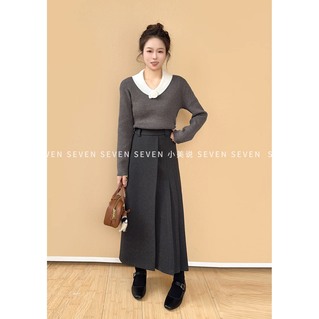 午夜山茶⑦七七146小个子冬季保暖设计感花朵针织毛衣女冬季小美说