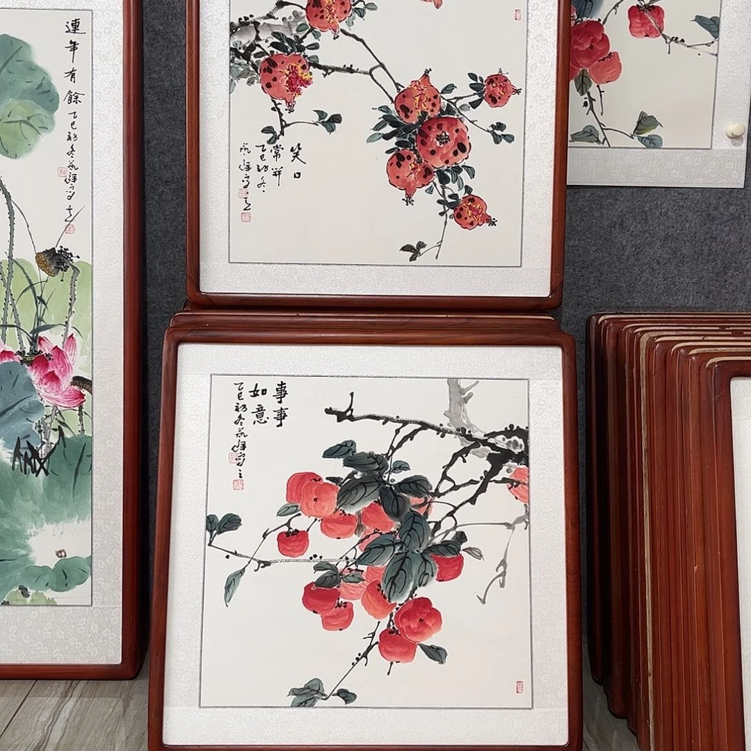 国画书画作品带框63×63