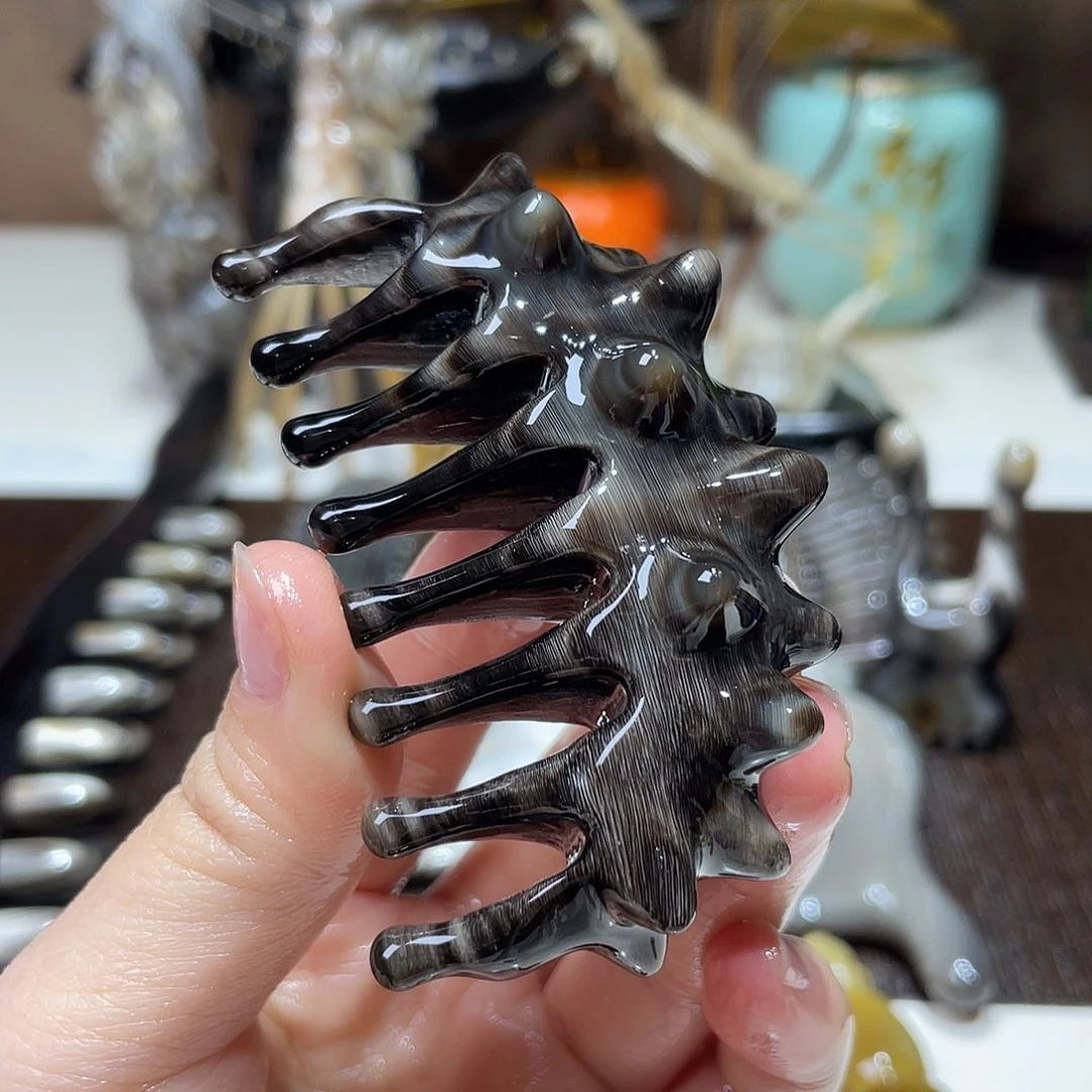 黑金刚虎纹爆丝海参水滴梳厚3.0