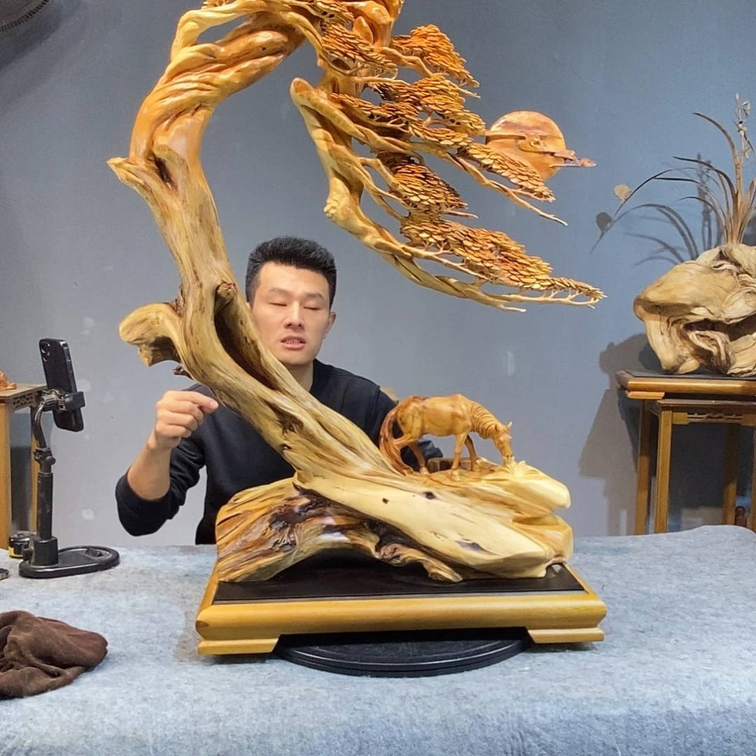 江***设柏木木雕工艺品摆件