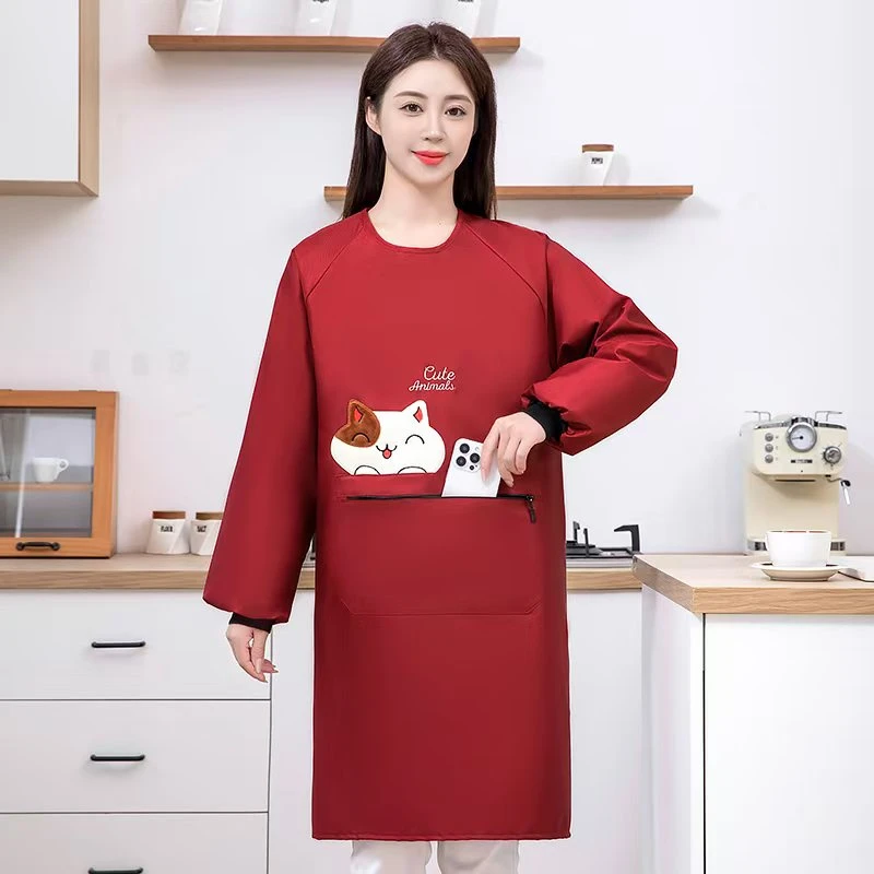 时尚成人防水罩衣围裙厨房专用防油防污家用做饭上班干活工作服女