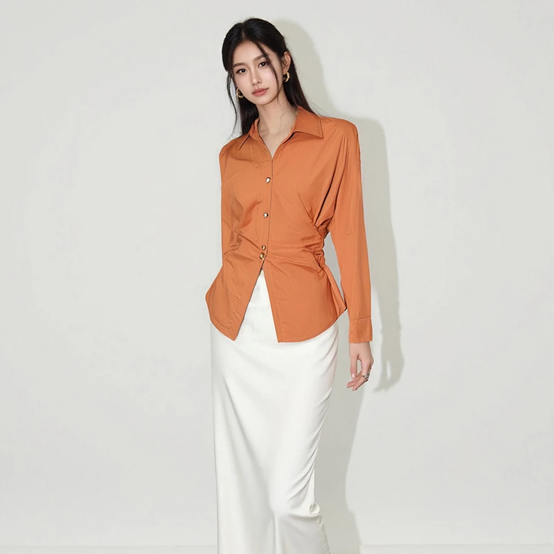 京【暖约时光】2025春季高级感气质单排扣衬衫HBZC622184 nnassa