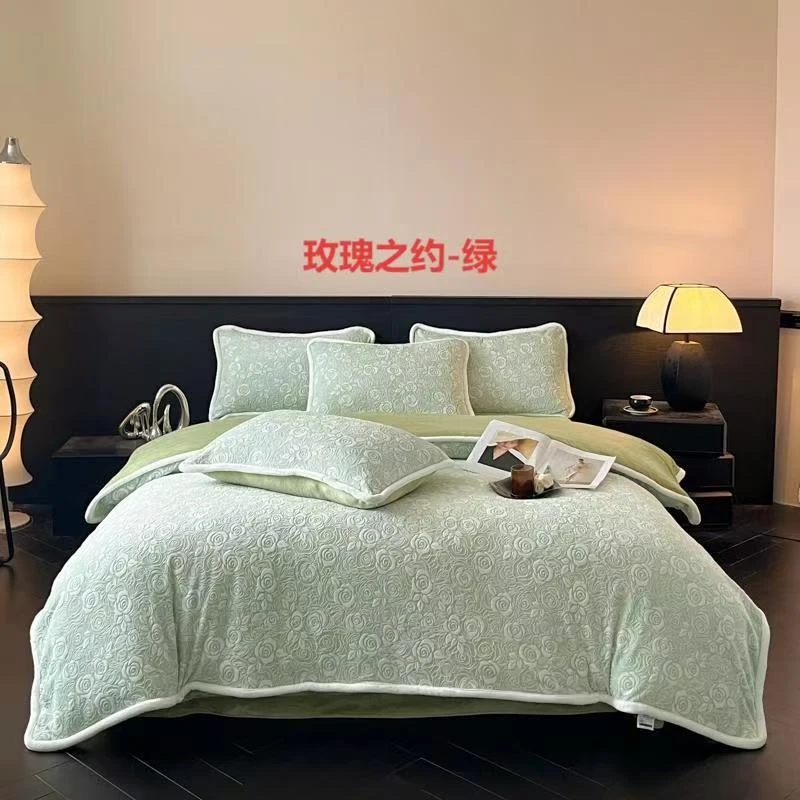 玫瑰之约牛奶绒被套2.0*2.3