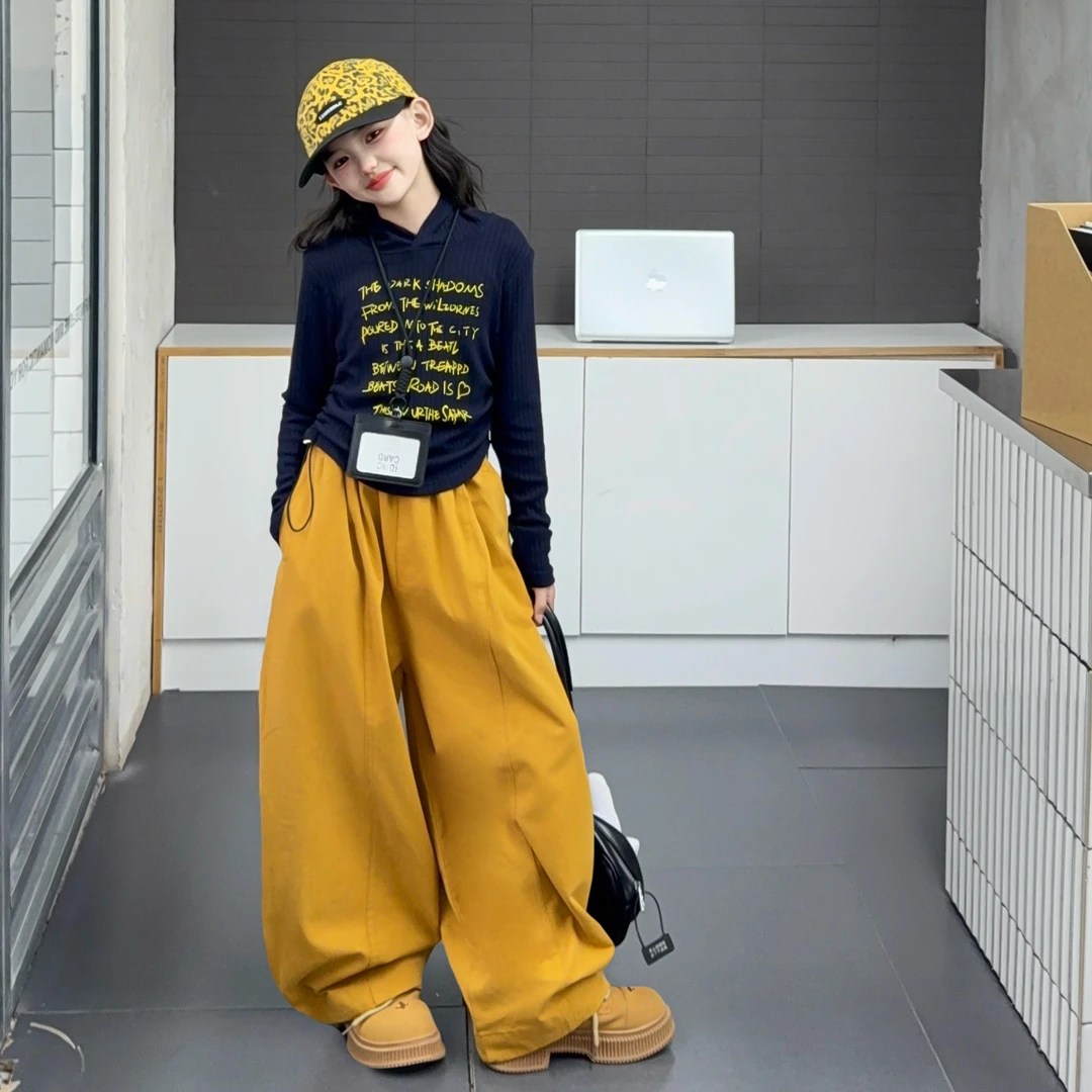 女童超好看卫衣套装秋季2025新款大童时髦帽衫洋气棉布裤两件套潮