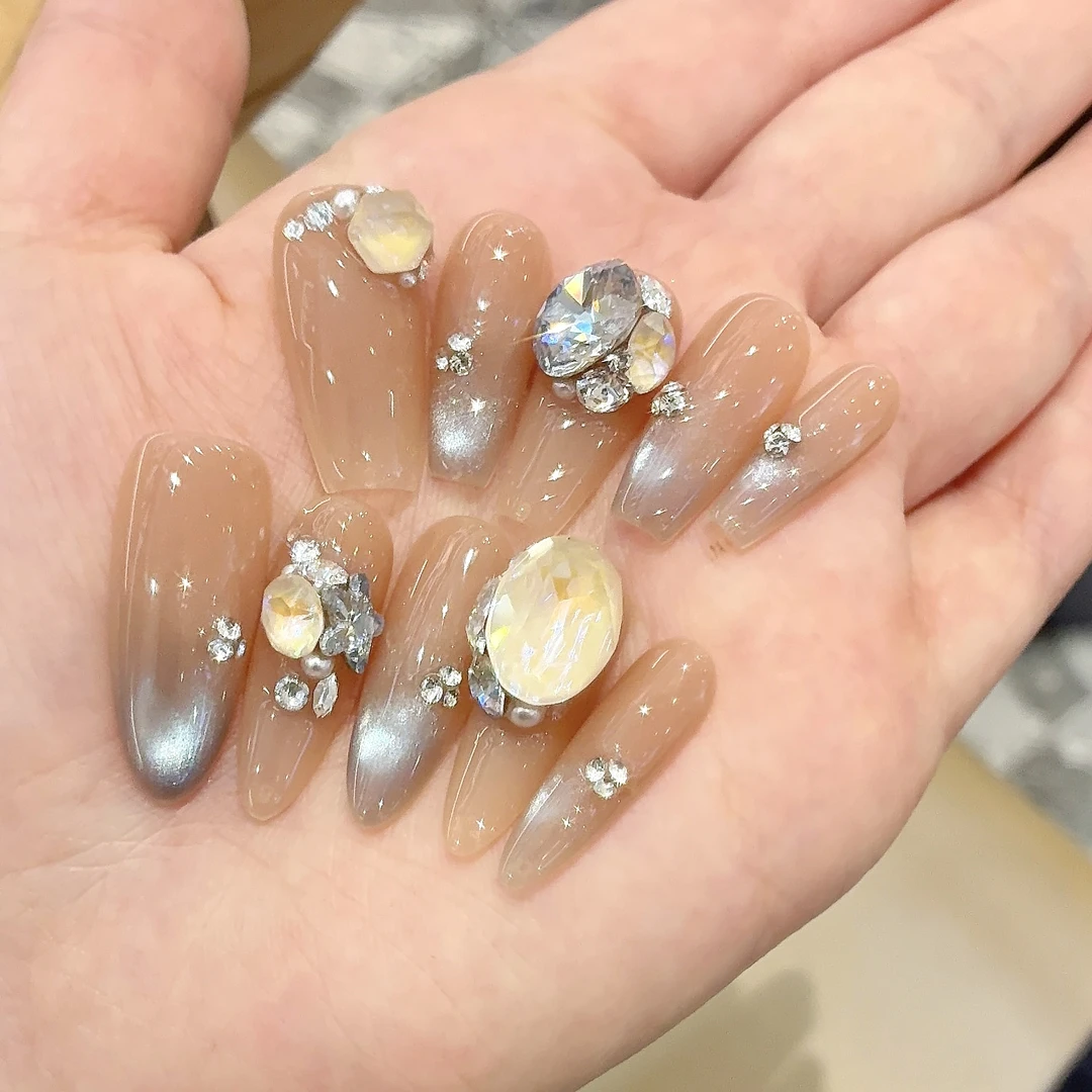 郭小双穿戴甲【雾凇寒烟】全华版手工穿戴甲10片盒装-H31394