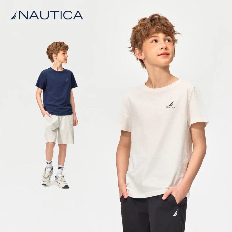 nautica/诺帝卡童装 冰瓷棉 短袖T恤夏季爽滑亲肤上衣
