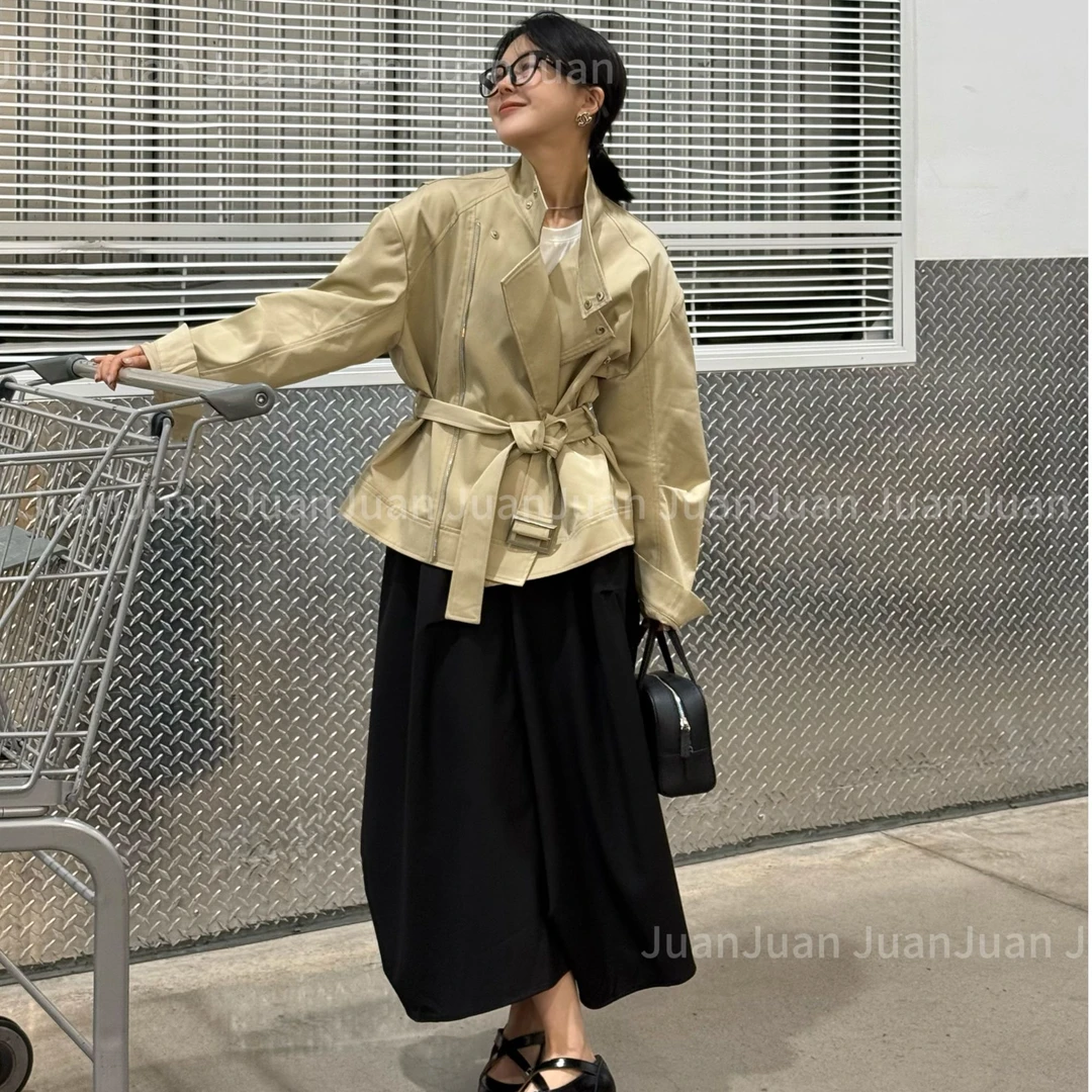 【米兰秀场】赵丽颖同款高级感带腰带风衣外套时尚高知气质