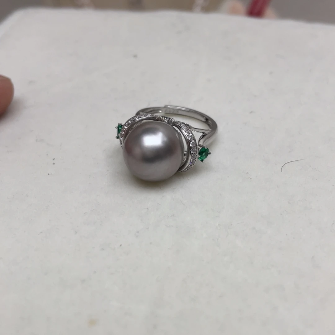 海水珍珠银S925镶嵌戒指