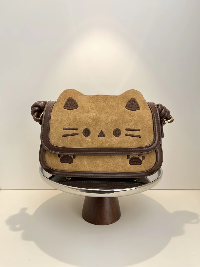 复古mini猫咪腋下小方包 韩系小众设计可爱学院风单肩斜挎通勤包