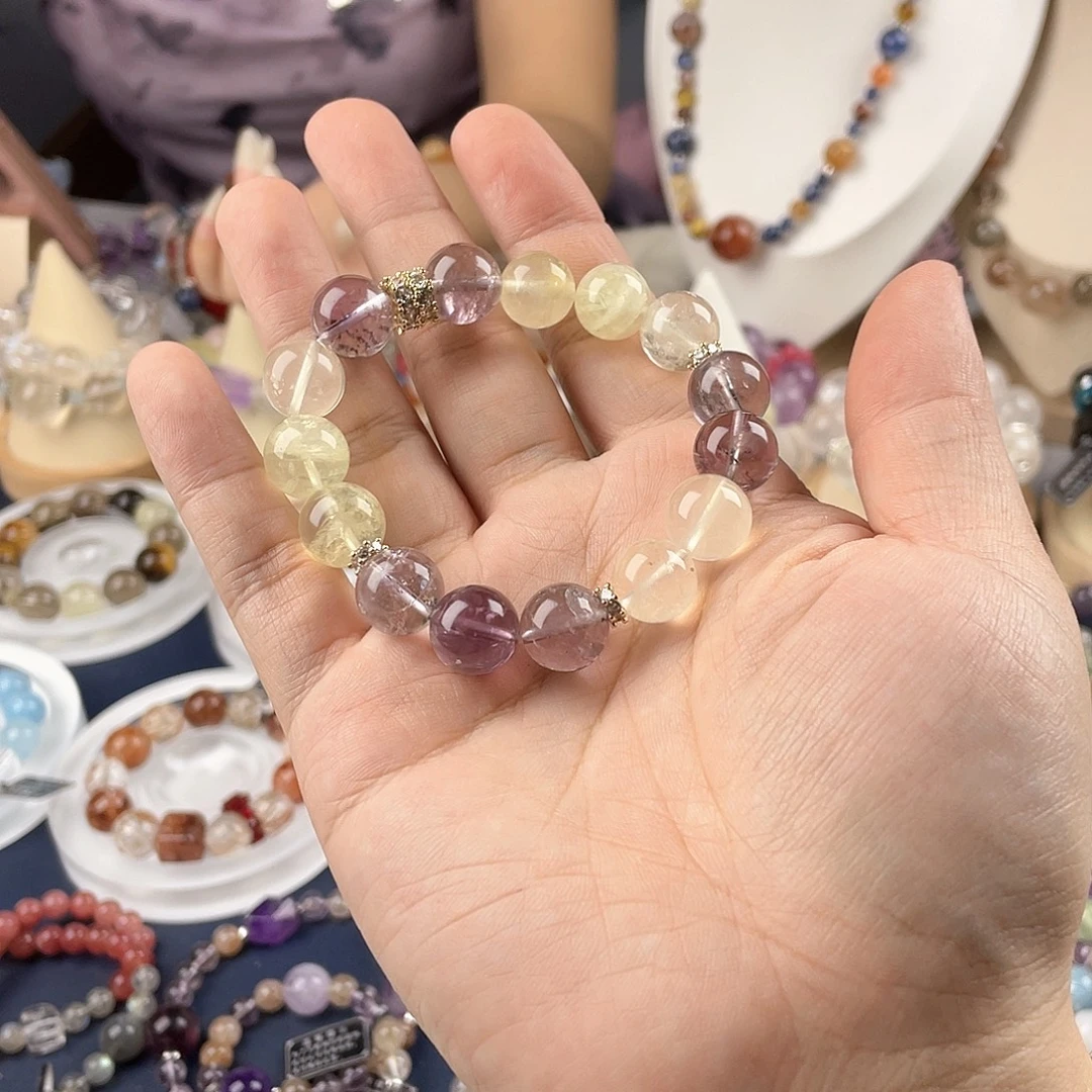 银S925镶嵌手链烟晶