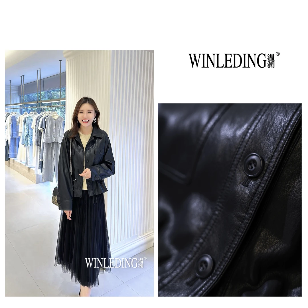 温澜服饰·澜“永夜”下摆抽绳翻领短外套50060