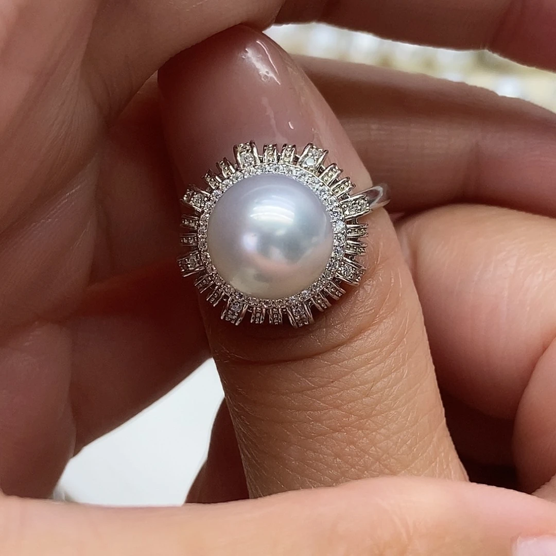海水珍珠戒指银S925镶嵌