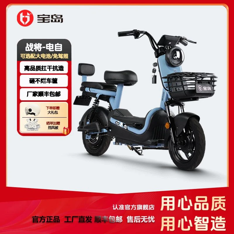 宝岛【战将】厂家直发性价比高碳钢舒适运动骑行电动车宝岛电动车