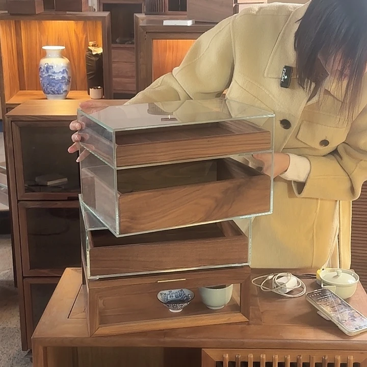 北美黑胡桃双层一体柜