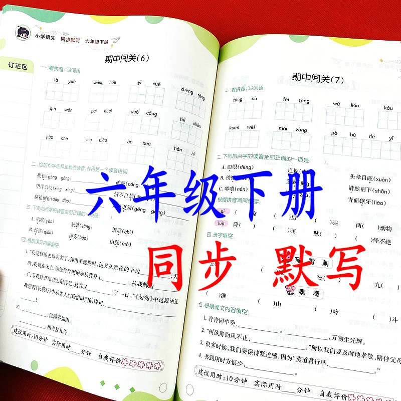 人教版六年级下册语文同步默写课堂作业本多种题型默写辅导练习册