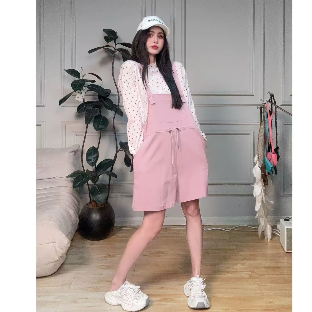 【欧洲站】粉色背带裤套装