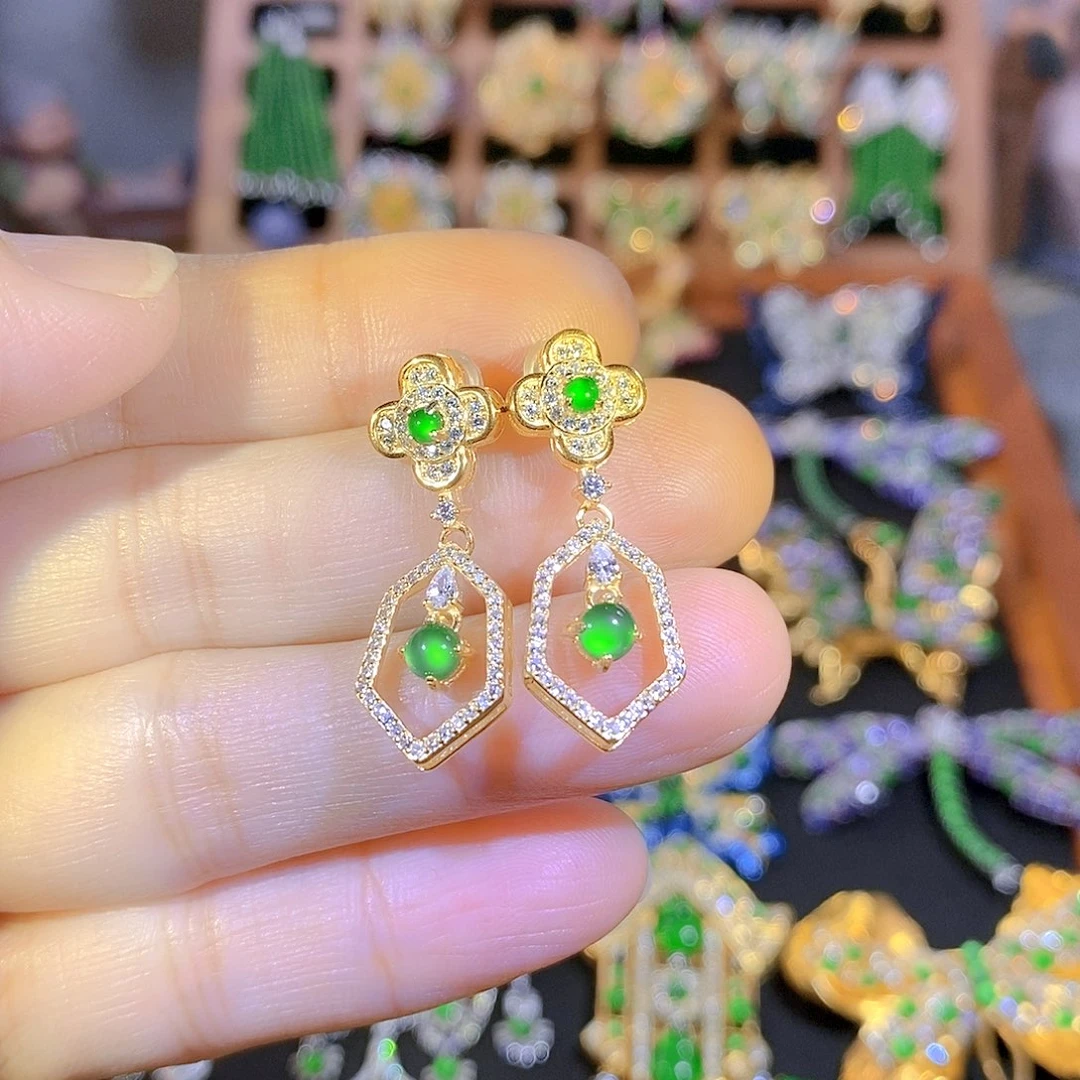 吊坠(不含链)银S925镶嵌翡翠