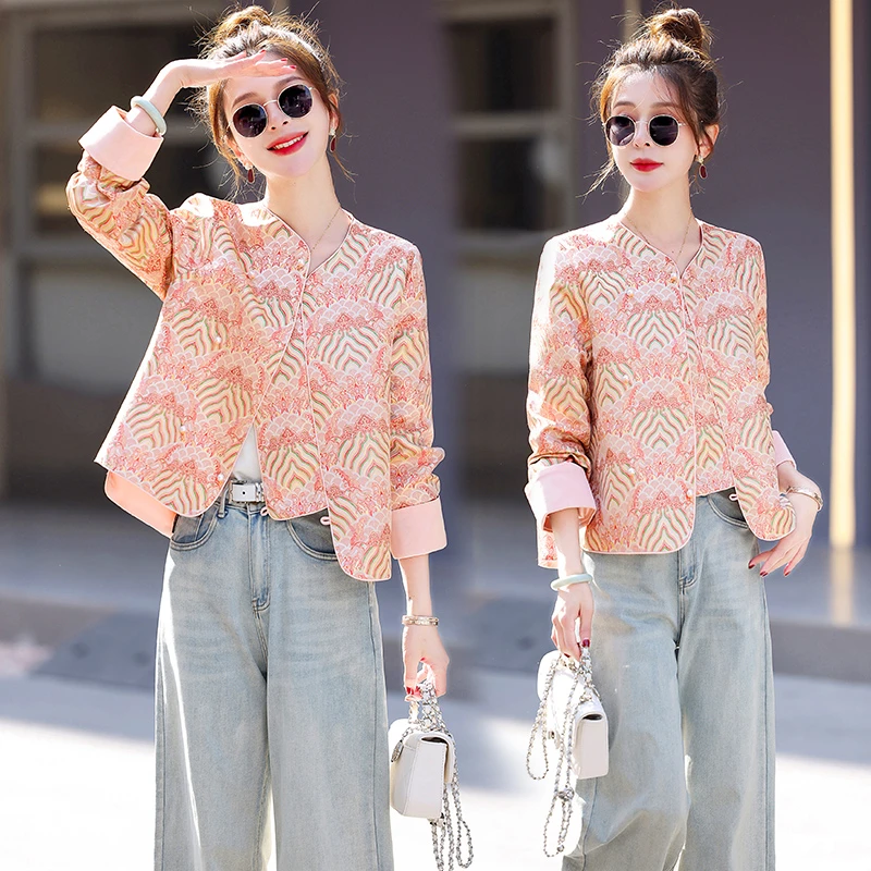 新中式爆款复古提花外套女短款2025春秋季时尚唐装气质中国风上衣