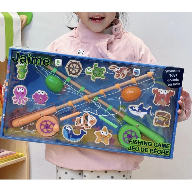 西班牙Jaime双杆实木路亚钓鱼游戏手眼协调玩具教具