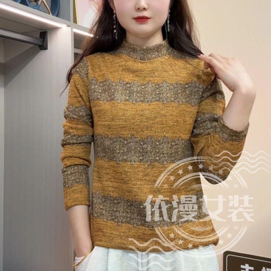 加厚保暖双面绒打底衫秋冬季新款圆领长袖洋气质百搭显瘦女士套头