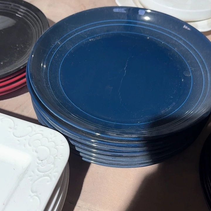 瓷10 英寸 蓝色大盘子  2 个