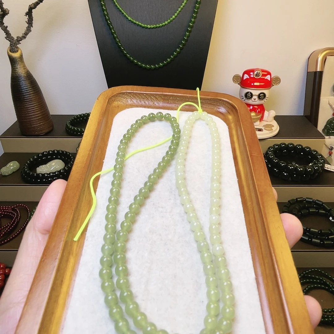 和田玉未镶嵌项链元旦福利和田玉5mm108颗渐变项链