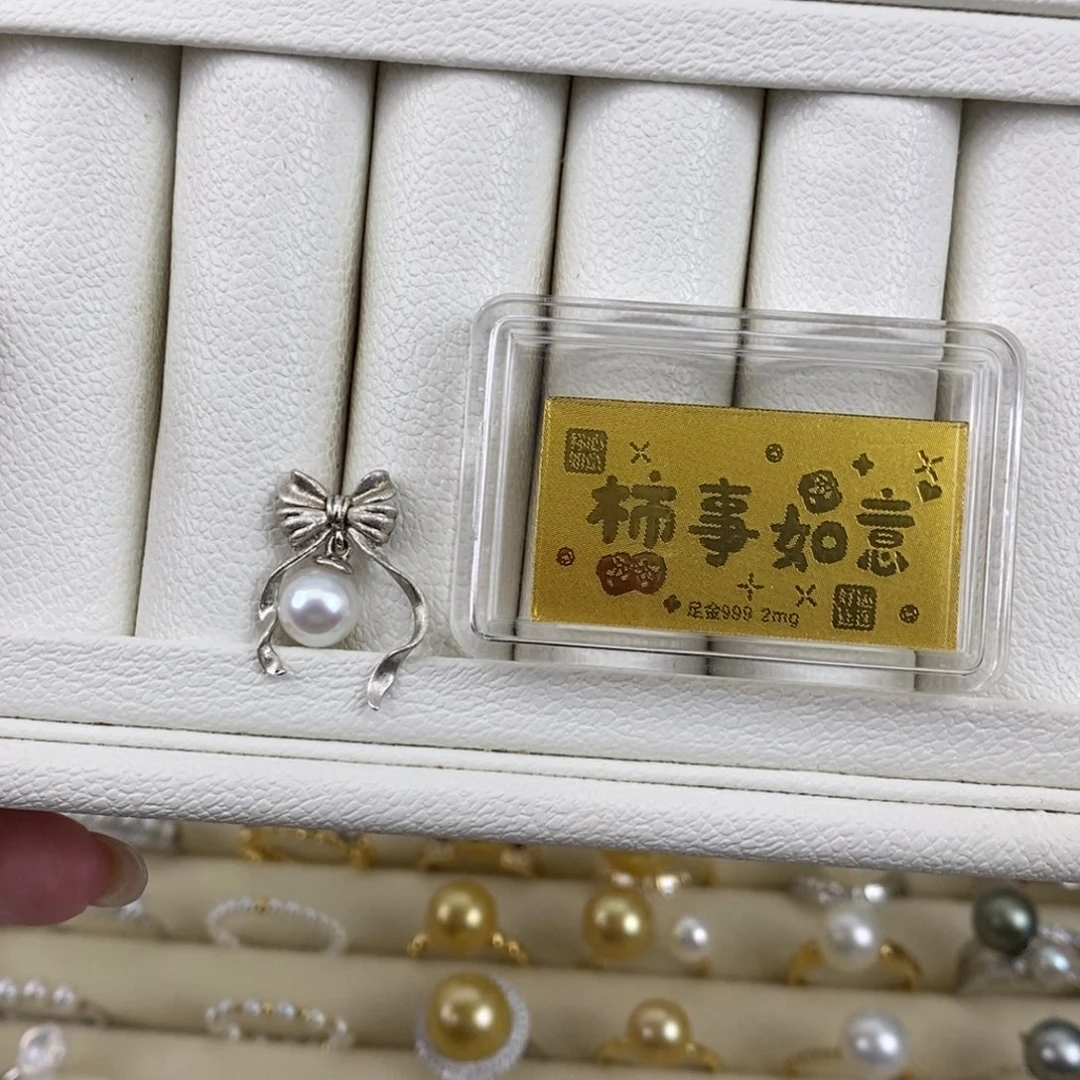 银S925镶嵌海水珍珠颈饰买珍珠s黄金手机贴福利