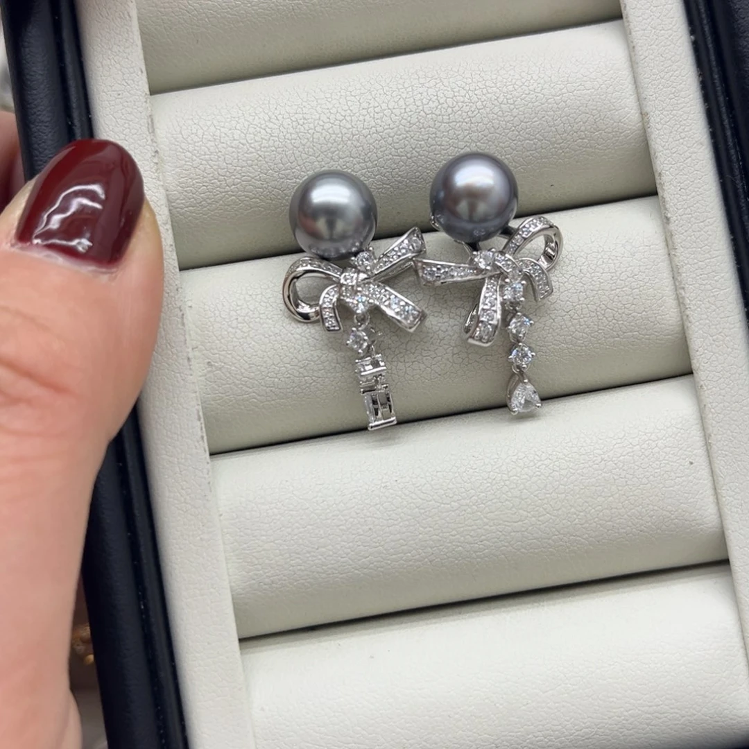 耳饰银S925镶嵌海水珍珠