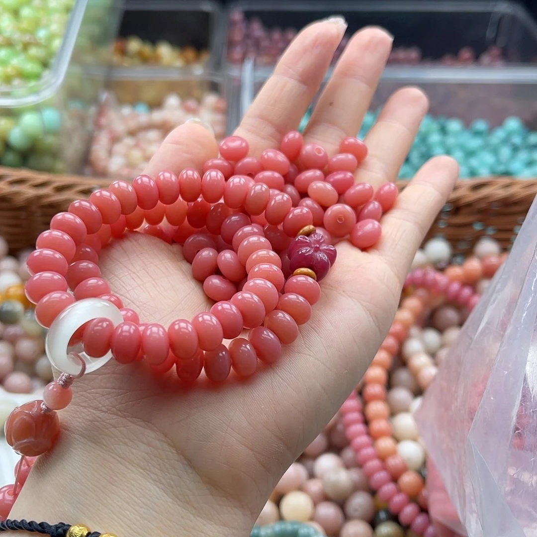 白玉菩提吊坠q9mm/100+10颗粉