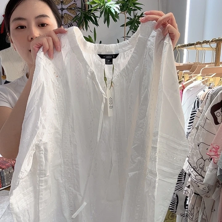 棉家居服套装白色镂空
