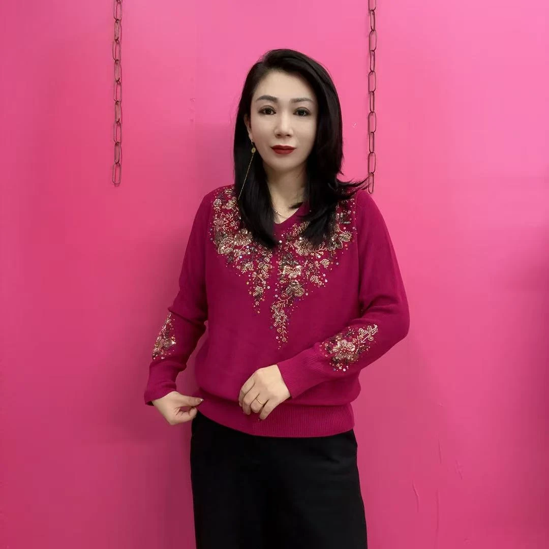 1111款时尚重工艺串珠设计焦麻衫