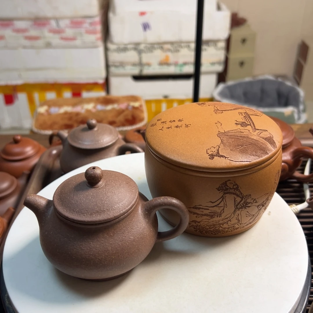 紫砂茶壶白*间五彩段泥潘壶150