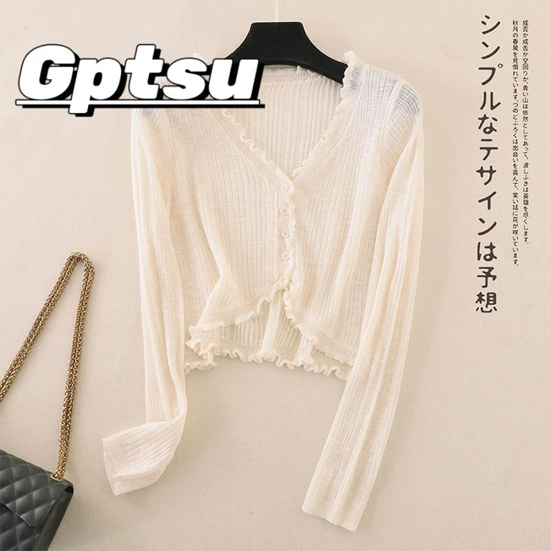 GPTSu冰丝短款防晒针织开衫女夏季吊带裙披肩罩衫空调衫外搭上衣