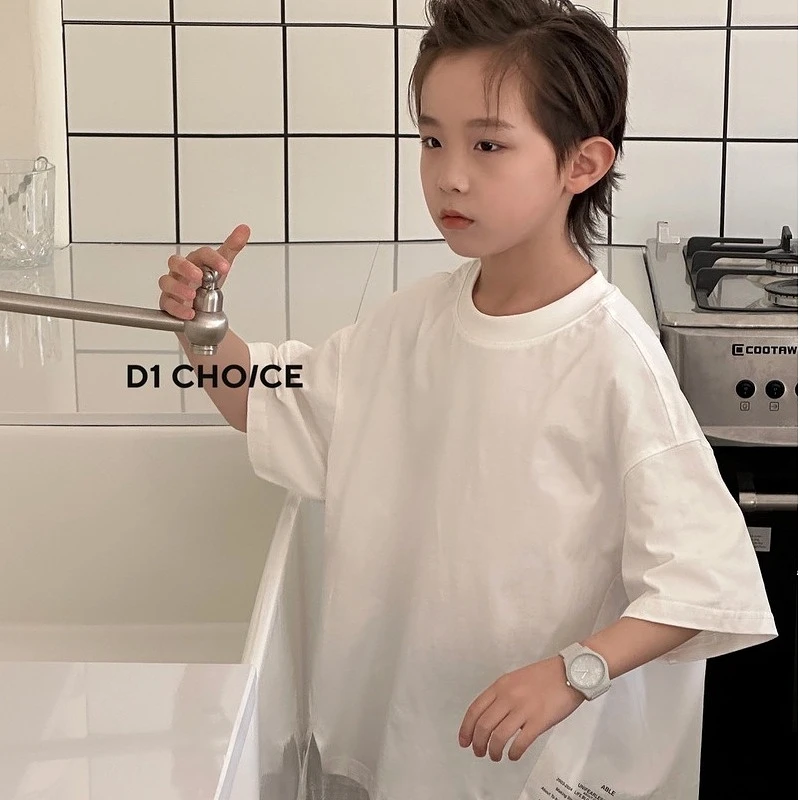 D1儿童夏季款短袖T恤中大童宽松版纯色简约休闲42311D1787