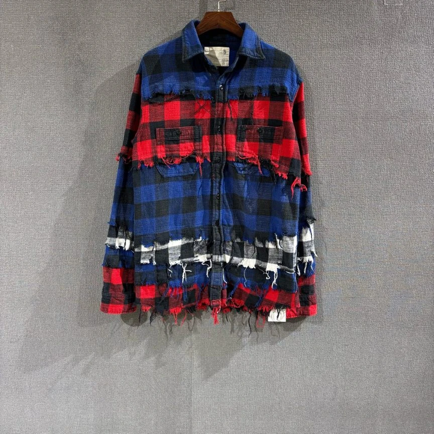 99新 R13 （pm）拼接长袖衬衫 xs码/0357