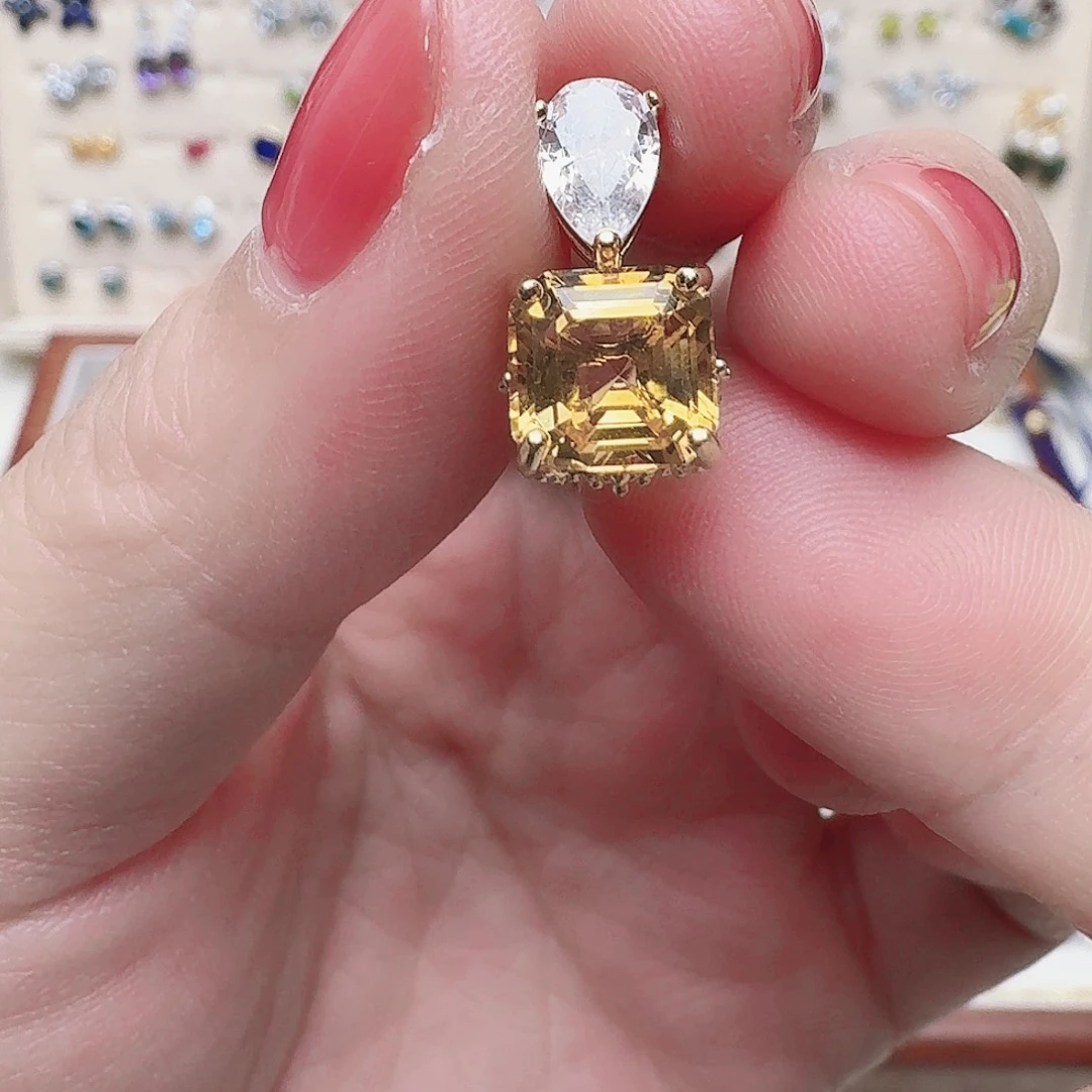 水晶吊坠(不含链)银S925镶嵌吊坠