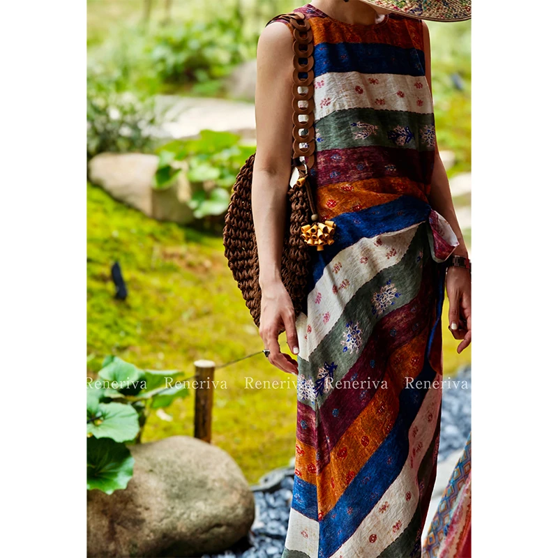 ReneRiva买手店 Riva 线条美学艺术感撞色条纹连衣裙