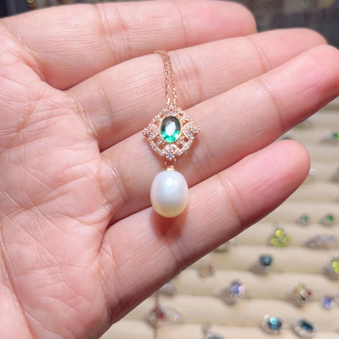 项链贝壳银S925镶嵌月**萌吊坠