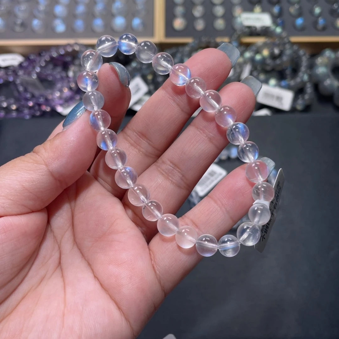 越***是手链未镶嵌长石蓝月光手链7mm