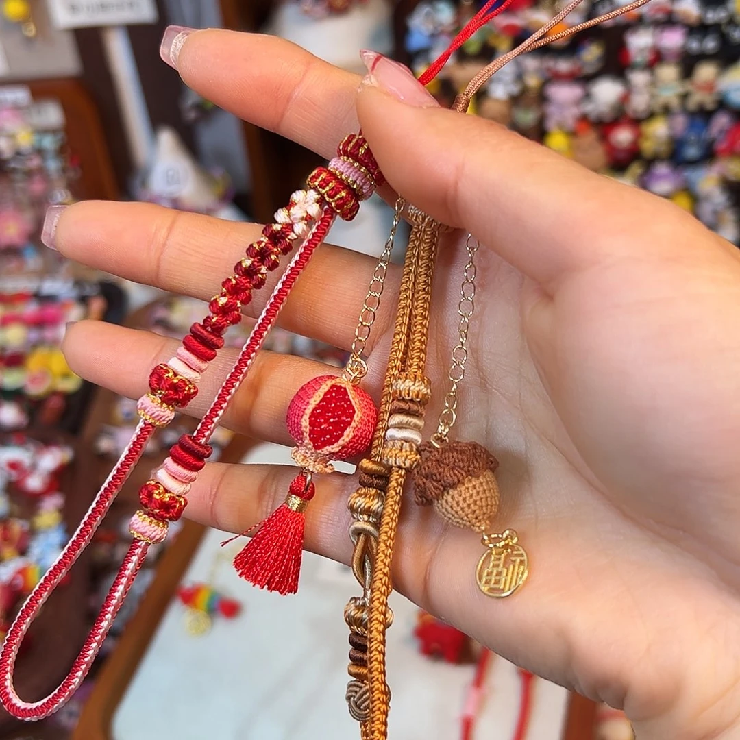 ༺***༻针织品手工钩织玩偶手机绳